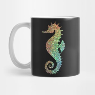 Rainbow Ombre Faux Glitter Seahorse Mug